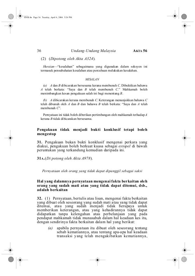 Akta keterangan 1950 / Evidence Act