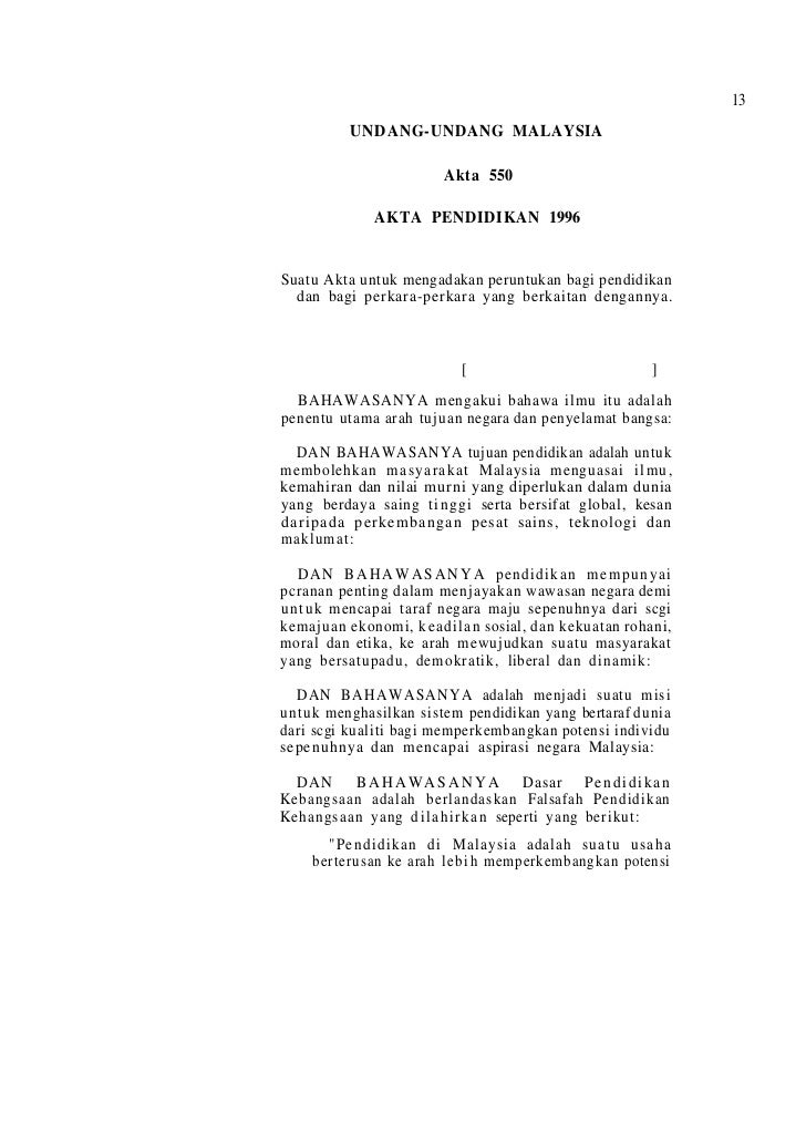 Akta pendidikan 1996 Akta pendidikan 1996