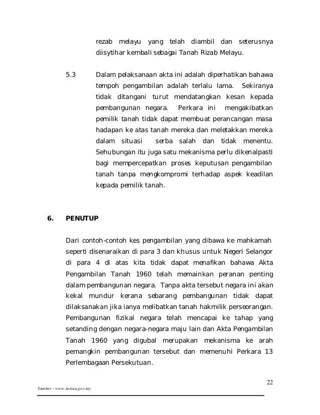 Akta pengambilan tanah 1960 pn alinah