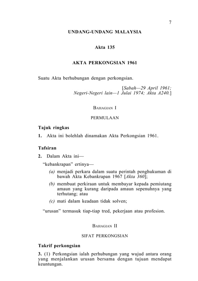 Akta perkongsian 1961 pdf | PDF