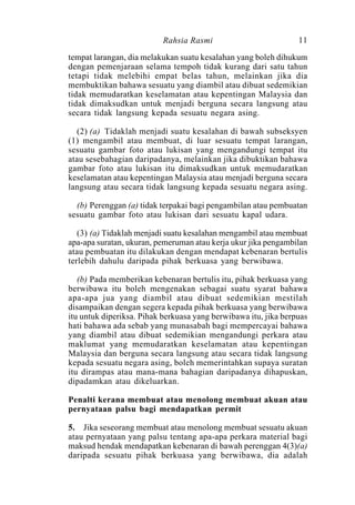 Undang- Undang Malaysia Akta Rahsia Rasmi 1972 Akta 88 | PDF