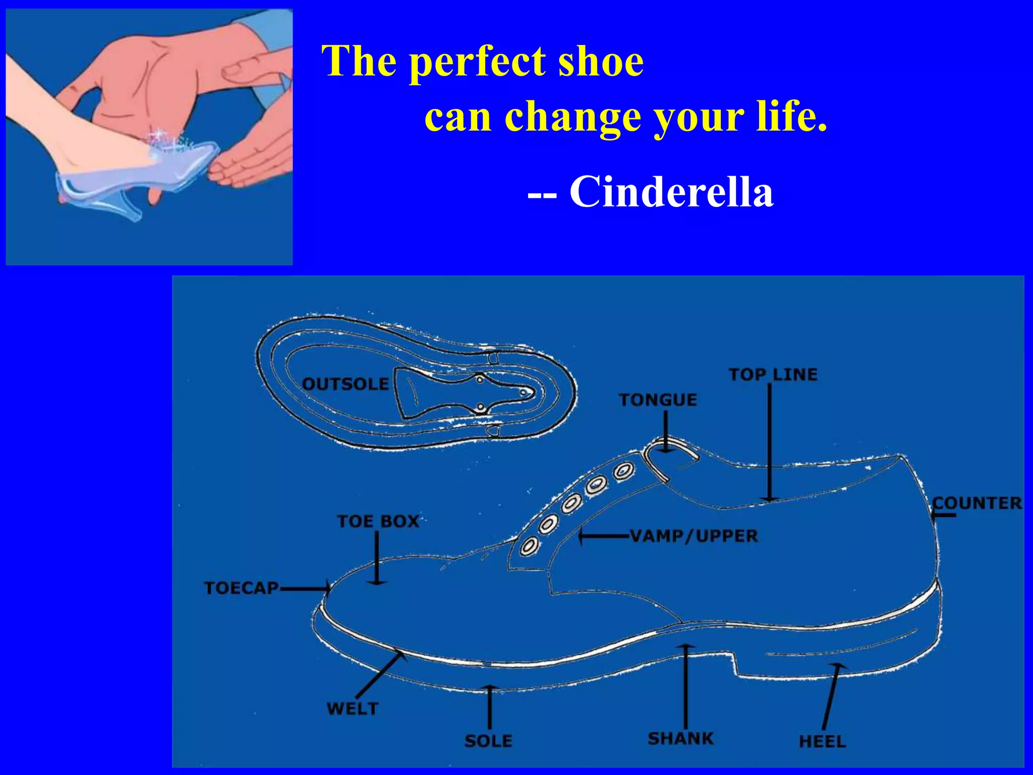 The perfect shoe
can change your life.
-- Cinderella
 