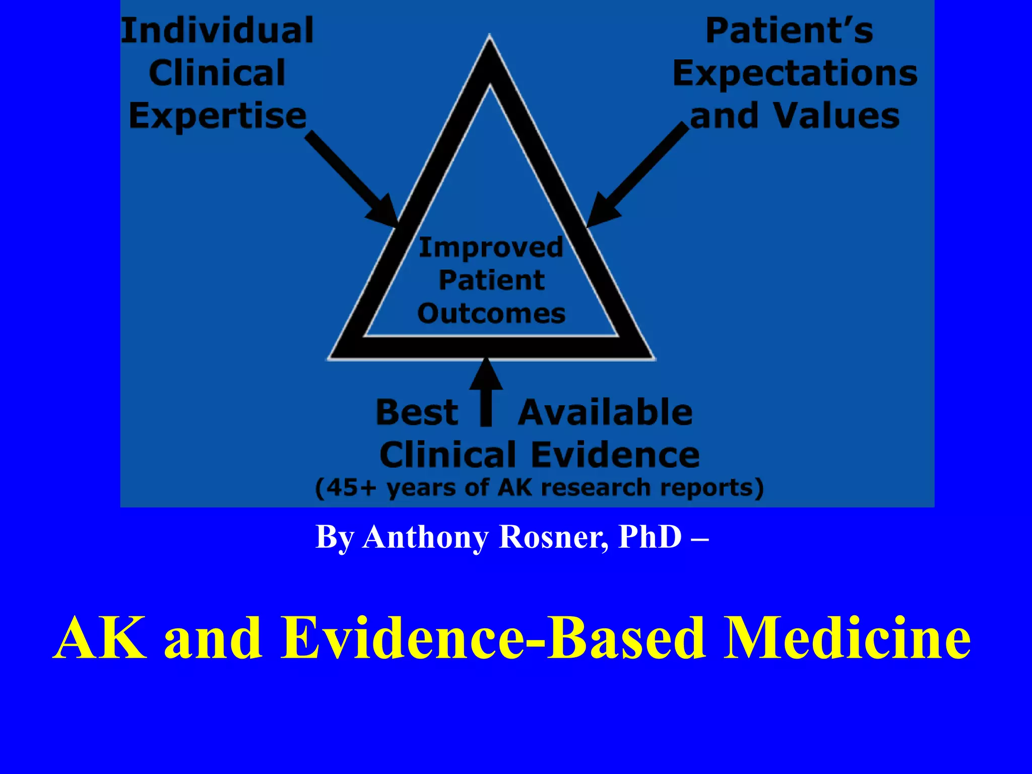 By Anthony Rosner, PhD –
AK and Evidence-Based Medicine
 
