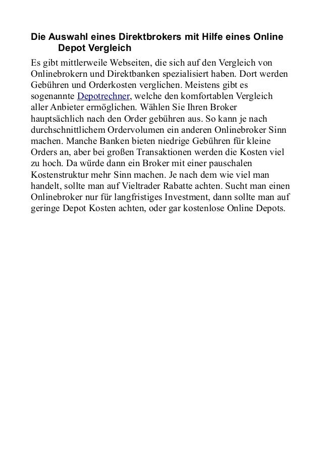 Online Depot Vergleich Online Depot Vergleich