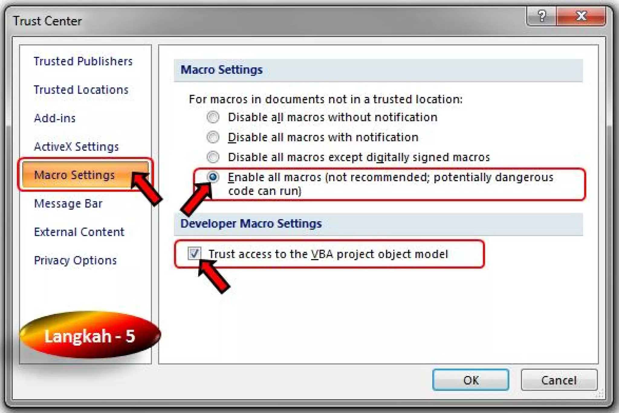 Aktif macro setting (excel)