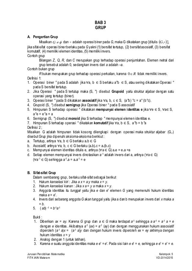 VD-108 klmpk 5: Operasi Biner dan Grup
