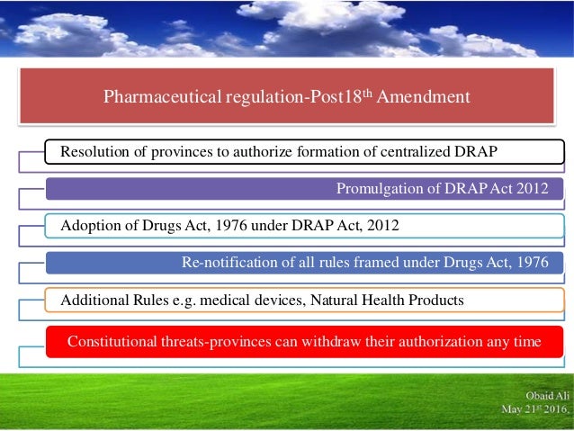Pharmaceutical Regulations Outline