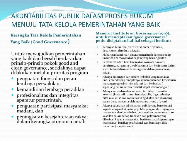 Akuntabilitas publik dalam proses hukum menuju tata kelola pemerintahan ...