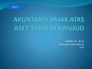 HARIRI, SE., M.Ak
Universitas Islam Malang
2016
Pert 6
 