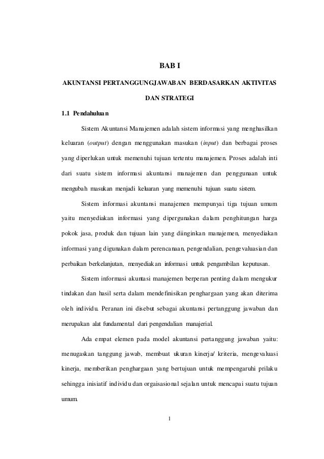 Akuntansi Pertanggungjawaban Berdasarkan Aktivitas Dan Strategi Anal