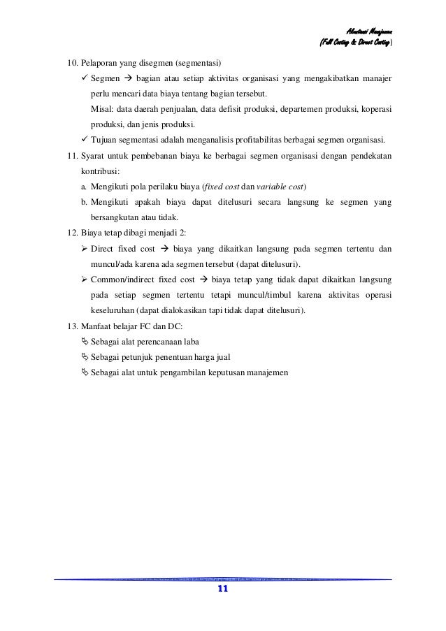 Contoh Soal Direct Costing Dan Full Costing Dapatkan Contoh