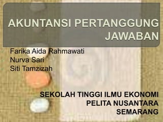  Farika Aida Rahmawati
 Nurva Sari
 Siti Tamzizah
SEKOLAH TINGGI ILMU EKONOMI
PELITA NUSANTARA
SEMARANG
 