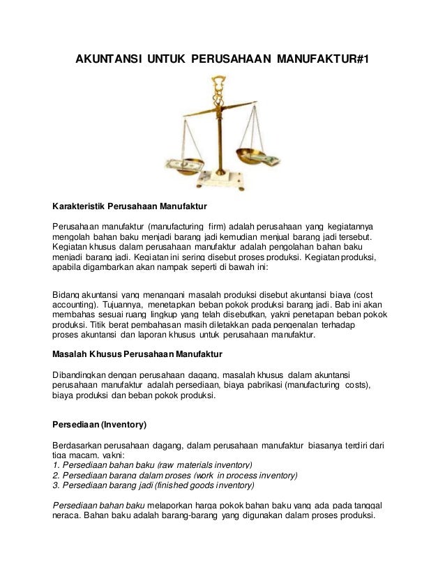 Akuntansi Untuk Perusahaan Manufaktur