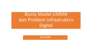 Bisnis Model UMKM
dan Problem Infrastruktru
Digital
AVILIANI
 