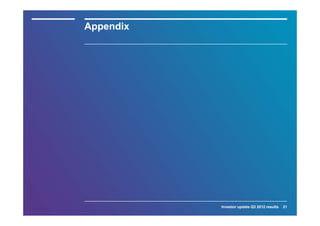 Appendix




           Investor update Q3 2012 results   21
 
