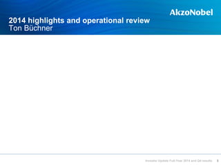 2014 highlights and operational review
Ton Büchner
3Investor Update Full-Year 2014 and Q4 results
 