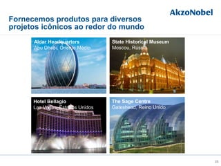 Fornecemos produtos para diversos
projetos icônicos ao redor do mundo
25
The Sage Centre
Gateshead, Reino Unido
Hotel Bellagio
Las Vegas, Estados Unidos
Aldar Headquarters
Abu Dhabi, Oriente Médio
State Historical Museum
Moscou, Rússia
 