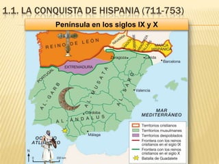 1.1. LA CONQUISTA DE HISPANIA (711-753)Península en los siglos IX y X