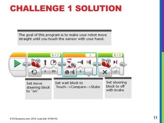 CHALLENGE 1 SOLUTION
Add screenshot
© EV3Lessons.com, 2016, (Last edit: 07/04/16) 11
 