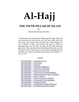 Al hajj the fifth pillar of islam by shaykh abul hasan ali nadwi | PDF