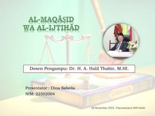 Presentator : Dina Sabella
NIM: 22502004
Dosen Pengampu: Dr. H. A. Halil Thahir, M.HI.
09 November 2023, Pascasarjana IAIN Kediri
 