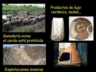 Productos de lujo:
                          cerámica, sedas...




Ganadería ovina:
el cerdo está prohibido




Explotaciones mineras
 