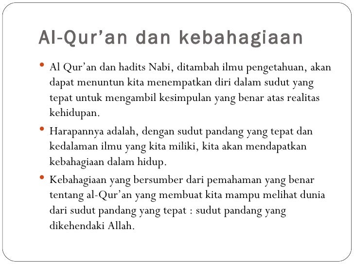 Al Qur'an Kitab Kebahagiaan