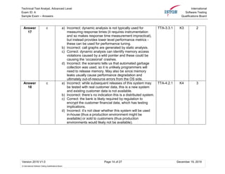 ISTQB Technical Test Analyst Answers to Sample Question Paper | PDF