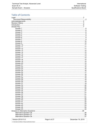 ISTQB Technical Test Analyst Answers to Sample Question Paper | PDF