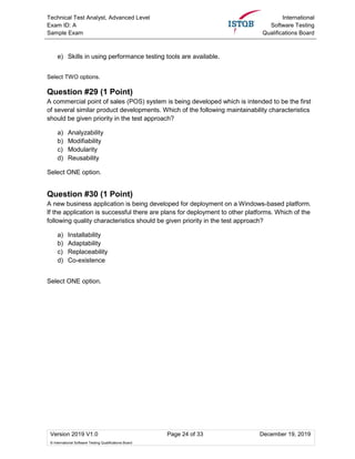 Sample Technical Test ISTQB Technical Test Analyst Sample Question Paper | PDF