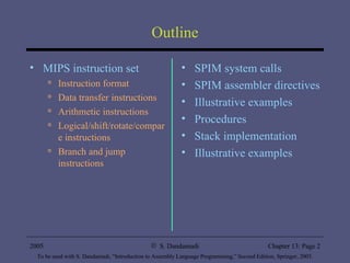 Outline <ul><li>MIPS instruction set </li></ul><ul><ul><li>Instruction format </li></ul></ul><ul><ul><li>Data transfer ins...