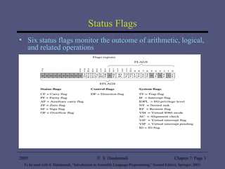 Status Flags <ul><li>Six status flags monitor the outcome of arithmetic, logical, and related operations </li></ul>