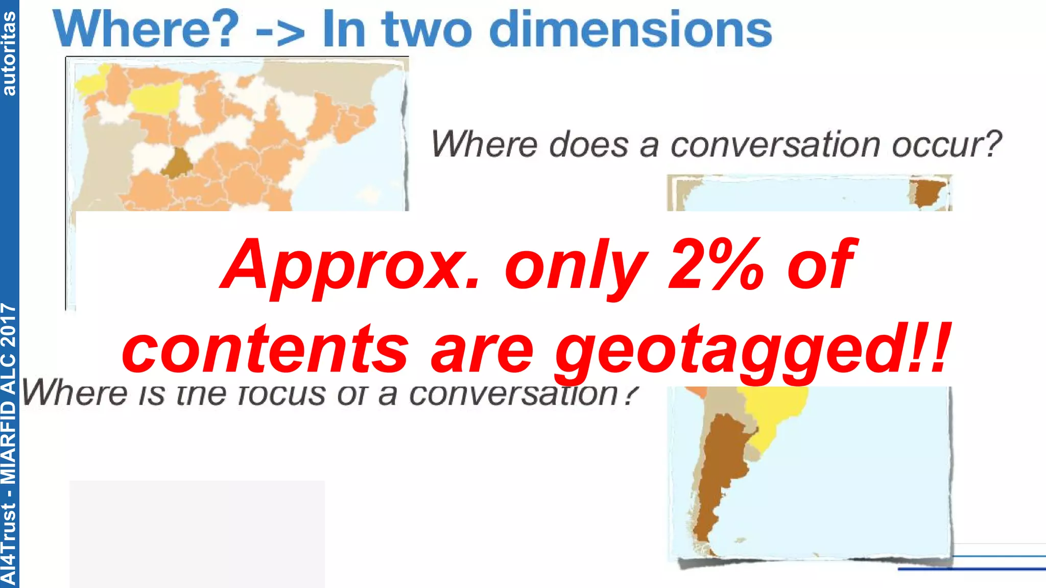 autoritas
Approx. only 2% of
contents are geotagged!!
AI4Trust-MIARFIDALC2017
 