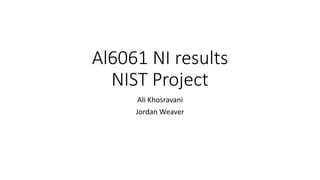Al6061 NI results 
NIST Project 
Ali Khosravani 
Jordan Weaver 
 