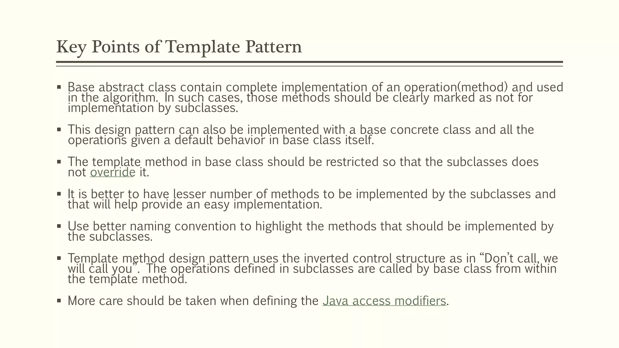 Design Pattern Template Method in Java | PPT