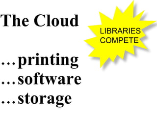 The Cloud …printing …software …storage LIBRARIES COMPETE 
