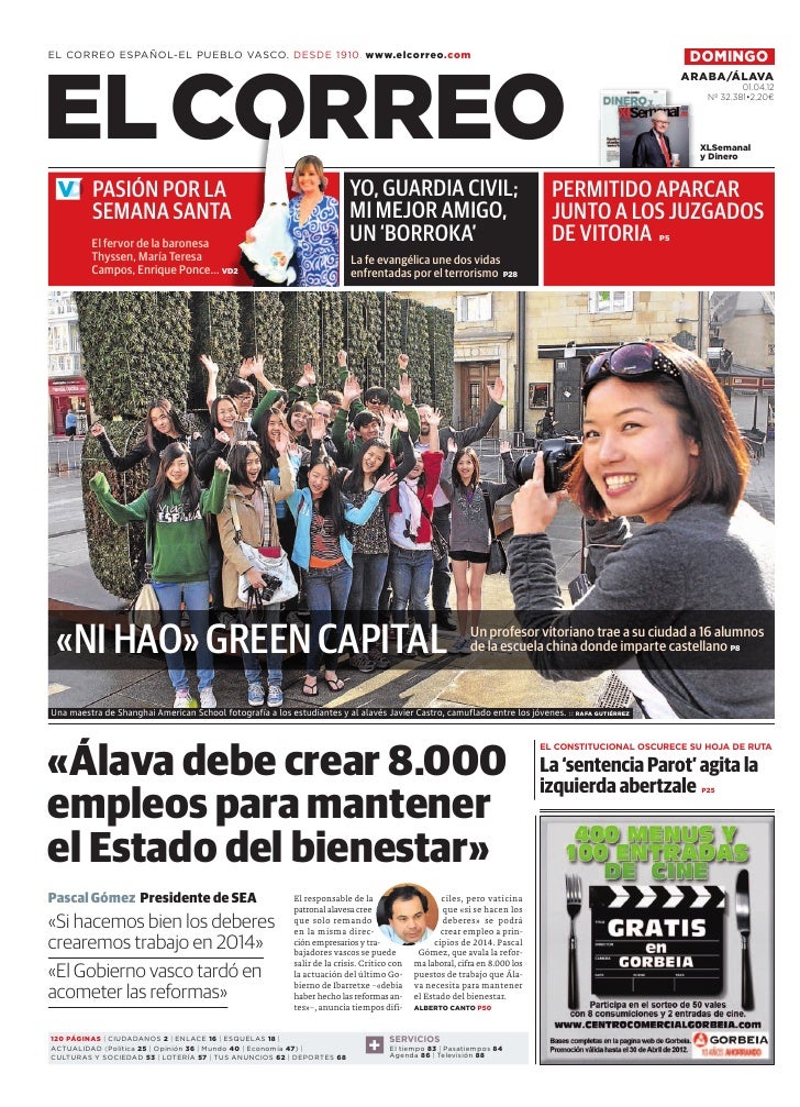 Diario El Correo Domingo 1 de abril de 2012 Portada