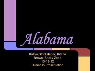 Katlyn Stockslager, Kitana
   Brown, Becky Zepp
        10-18-12
 Business Presentation
 