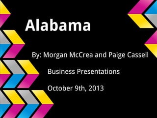 Alabama
By: Morgan McCrea and Paige Cassell
Business Presentations
October 9th, 2013

 