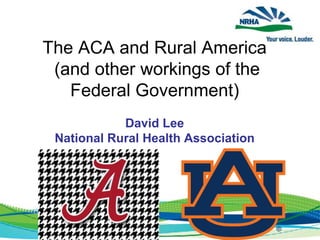 The ACA and Rural America
(and other workings of the
Federal Government)
David Lee
National Rural Health Association

 