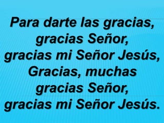Para darte las gracias,
     gracias Señor,
gracias mi Señor Jesús,
   Gracias, muchas
     gracias Señor,
gracias mi Señor Jesús.
 