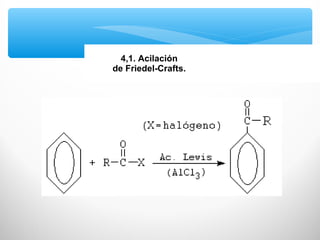 4,1. Acilación
de Friedel-Crafts.
 