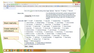 Share read only
Create notice on
noticeboard.
Save.
 