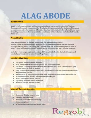 Marketed- Regrob.com
Alag Abode
Information Brochure
 