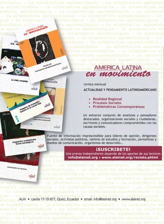 La alternativa agroecológica América Latina en Movimiento, No. 487, julio 2013