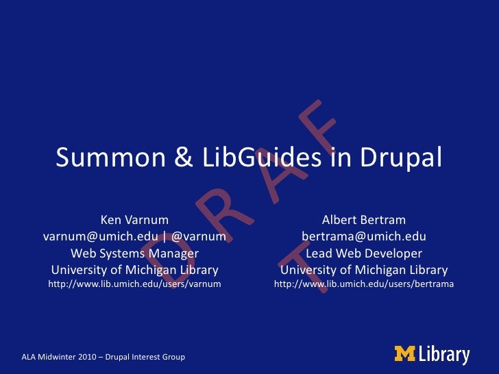 Summon And LibGuides In Drupal