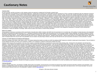 2
Cautionary Notes
No stock exchange, securities commission or other regulatory authority has approved or disapproved the information contained herein.
Certain statements in this presentation are “forward-looking statements”, including within the meaning of the United States Securities Exchange Act of 1934, as amended. All statements other than statements of historical
fact included in this presentation, including without limitation statements regarding forecast gold production, gold grades, recoveries, waste-to-ore ratios, total cash costs, potential mineralization and reserves, exploration
results, and future plans and objectives of Alamos, are forward-looking statements based on forecasts of future operational or financial results, estimates of amounts not yet determinable and assumptions of management
that involve various risks and uncertainties. Any statements that express or involve discussions with respect to predictions, expectations, beliefs, plans, projections, objectives, assumptions or future events or performance
(often, but not always, using words or phrases such as “expects” or “does not expect”, “is expected”, “anticipates” or “does not anticipate”, “plans”, “estimates” or “intends”, or stating that certain actions, events or results
“may”, “could”, “would”, “might” or “will” be taken, occur or be achieved) are not statements of historical fact and may be “forward-looking statements.” Alamos cautions that forward-looking information involves known and
unknown risks, uncertainties and other factors that may cause Alamos' actual results, performance or achievements to be materially different from those expressed or implied by such information, including, but not limited
to, gold and silver price volatility; fluctuations in foreign exchange rates and interest rates; the impact of any hedging activities; discrepancies between actual and estimated production, between actual and estimated
reserves and resources or between actual and estimated metallurgical recoveries; costs of production; capital expenditure requirements; the costs and timing of construction and development of new deposits; and the
success of exploration and permitting activities. In addition, the factors described or referred to in the section entitled “Risk Factors” in both Alamos Gold Inc.’s Annual Information Form for the year ended December 31,
2015 along with subsequent public filings available on the SEDAR website at www.sedar.com, should be reviewed in conjunction with the information found in this presentation. Although Alamos has attempted to identify
important factors that could cause actual results, performance or achievements to differ materially from those contained in forward-looking information, there can be other factors that cause results, performance or
achievements not to be as anticipated, estimated or intended. There can be no assurance that such information will prove to be accurate or that management’s expectations or estimates of future developments,
circumstances or results will materialize. Accordingly, readers should not place undue reliance on forward-looking information.
Note to U.S. Investors
Alamos prepares its disclosure in accordance with the requirements of securities laws in effect in Canada, which differ from the requirements of U.S. securities laws. Terms relating to mineral resources in this presentation
are defined in accordance with National Instrument 43-101 – Standards of Disclosure for Mineral Projects under the guidelines set out in the Canadian Institute of Mining, Metallurgy, and Petroleum Standards on Mineral
Resources and Mineral Reserves. The United States Securities and Exchange Commission (the “SEC”) permits mining companies, in their filings with the SEC, to disclose only those mineral deposits that a company can
economically and legally extract or produce. Alamos may use certain terms, such as “measured mineral resources”, “indicated mineral resources”, “inferred mineral resources” and “probable mineral reserves” that the SEC
does not recognize (these terms may be used in this presentation and are included in the public filings of Alamos, which have been filed with the SEC and the securities commissions or similar authorities in Canada).
Cautionary non-GAAP Measures and Additional GAAP Measures
Note that for purposes of this section, GAAP refers to IFRS. The Company believes that investors use certain non-GAAP and additional GAAP measures as indicators to assess gold mining companies. They are intended to
provide additional information and should not be considered in isolation or as a substitute for measures of performance prepared with GAAP.
Additional GAAP measures that are presented on the face of the Company’s consolidated statements of comprehensive income include “Mine operating costs”, “Earnings from mine operations” and “Earnings from
operations”. These measures are intended to provide an indication of the Company’s mine and operating performance. “Cash flow from operating activities before changes in non-cash working capital” is a non-GAAP
performance measure that could provide an indication of the Company’s ability to generate cash flows from operations, and is calculated by adding back the change in non-cash working capital to “Cash provided by (used
in) operating activities” as presented on the Company’s consolidated statements of cash flows. “Free cash flow” is a non-GAAP performance measure that is calculated as cash flows from operations net of cash flows
invested in mineral property, plant and equipment and exploration and evaluation assets as presented on the Company’s consolidated statements of cash flows and that would provide an indication of the Company’s ability
to generate cash flows from its mineral projects. Return on Equity is defined as Earnings from Continuing Operations divided by the average Total Equity for the current and previous year. “Mining cost per tonne of ore” and
“Cost per tonne of ore” are non-GAAP performance measures that could provide an indication of the mining and processing efficiency and effectiveness of the mine. These measures are calculated by dividing the relevant
mining and processing costs and total costs by the tonnes of ore processed in the period. “Cost per tonne of ore” is usually affected by operating efficiencies and waste-to-ore ratios in the period. “Cash operating costs per
ounce”, “total cash costs per ounce” and “all-in sustaining costs per ounce” as used in this analysis are non-GAAP terms typically used by gold mining companies to assess the level of gross margin available to the
Company by subtracting these costs from the unit price realized during the period. These non-GAAP terms are also used to assess the ability of a mining company to generate cash flow from operations. There may be
some variation in the method of computation of these metrics as determined by the Company compared with other mining companies. In this context, “cash operating costs per ounce” reflects the cash operating costs
allocated from in-process and dore inventory associated with ounces of gold sold in the period. “Cash operating costs per ounce” may vary from one period to another due to operating efficiencies, waste-to-ore ratios, grade
of ore processed and gold recovery rates in the period. “Total cash costs per ounce” includes “cash operating costs per ounce” plus applicable royalties. Cash operating costs per ounce and total cash costs per ounce are
exclusive of exploration costs. “All-in sustaining costs per ounce” include total cash costs, exploration, corporate and administrative, share based compensation and sustaining capital costs. Non-GAAP and additional GAAP
measures do not have a standardized meaning prescribed under IFRS and therefore may not be comparable to similar measures presented by other companies. For a reconciliation of non-GAAP and GAAP measures,
please refer to Alamos’ Managements’ Discussion and Analysis as presented on SEDAR and the Company’s website. A reconciliation of non-GAAP and additional GAAP measures disclosed in this presentation is available
at www.alamosgold.com.
Technical Information
Except as otherwise noted herein, Chris Bostwick, FAusIMM, Alamos Gold’s Vice President, Technical Services, has reviewed and approved the scientific and technical information contained in this presentation. Chris
Bostwick is a Qualified Person within the meaning of Canadian Securities Administrator’s National Instrument 43-101. For more information, please refer to the Alamos Gold Inc. 2015 Annual Information Form and the
technical reports referenced therein and in this presentation, available on SEDAR (www.sedar.com).
All figures in US$ unless otherwise indicated.
Cautionary Notes
 