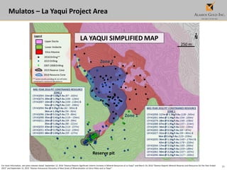31
Mulatos – La Yaqui Project Area
For more information, see press releases dated September 12, 2016 “Alamos Reports Significant Interim Increase in Mineral Resources at La Yaqui” and March 24, 2016 “Alamos Reports Mineral Reserves and Resources for the Year-Ended
2015” and September 21, 2015 “Alamos Announces Discovery of New Zones of Mineralization at Cerro Pelon and La Yaqui”.
 