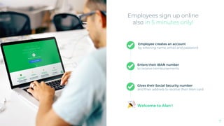 Employees sign up online
also in 5 minutes only!
Employee creates an account
by entering name, email and password
Enters t...