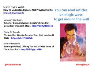Search Engine Watch
How To Understand Google Not Provided Traffic       You can read articles
http://bit.ly/AbWIRo
       ...